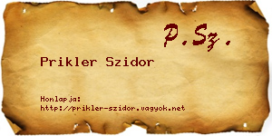 Prikler Szidor névjegykártya